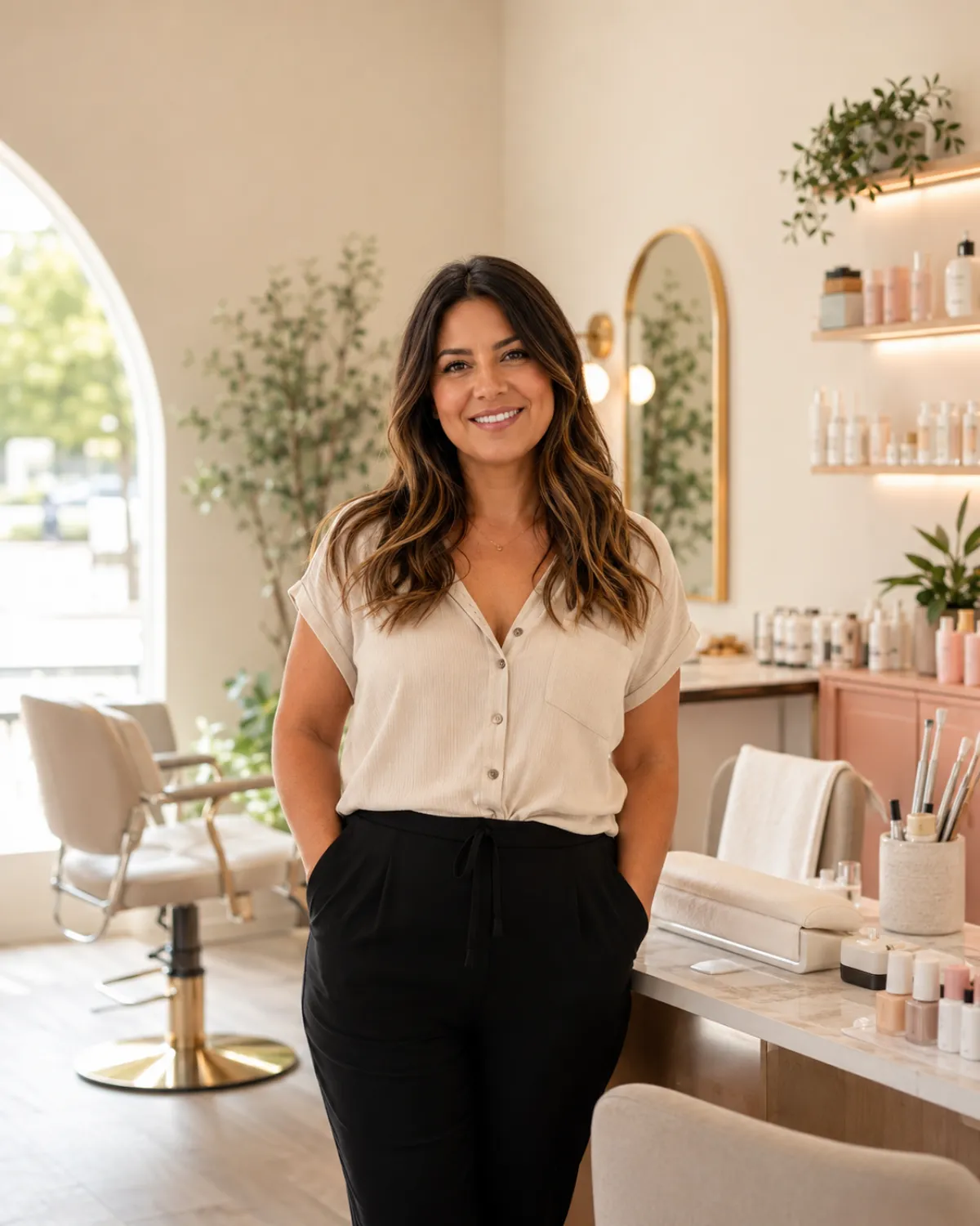 An independent beauty business owner in her salon